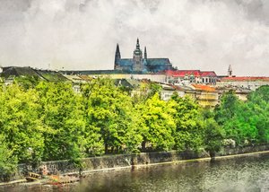 Zamek Praski i rzeka autorstwa Justyna Jaszke