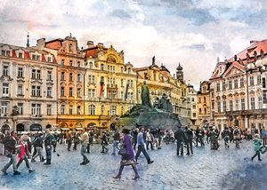 Rynek Starego Miasta w Pradze autorstwa Justyna Jaszke