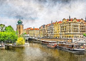 Widok na Stare Miasto w Pradze autorstwa Justyna Jaszke