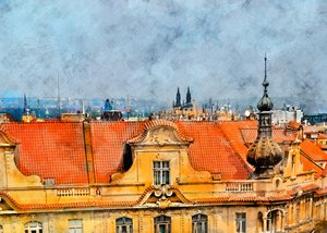 Widok z dachu w Pradze autorstwa Justyna Jaszke