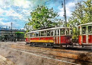 Zabytkowy tramwaj miejski autorstwa Justyna Jaszke