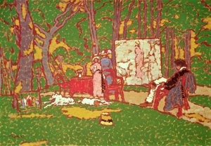 Парк дахь Лазарин, Анелла хоёрыг зурж байна. Халуун байна, 1910 он autorstwa József Rippl Rónai