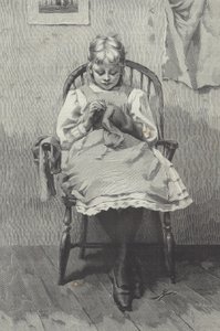 Nastoletnia krawcowa, rycina Fortuné Méaulle (1844-1901) (grafika) autorstwa K. McCausland
