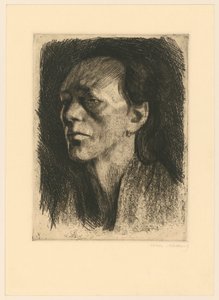 Robotnica z kolczykiem, 4. stan autorstwa Käthe Kollwitz