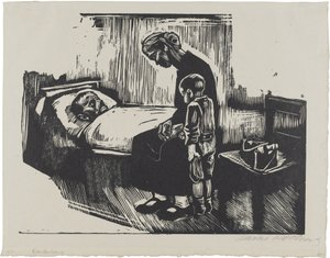 Wizyta w szpitalu (arkusz 4 z: Die Schaffenden, 7. rocznik, 2. teka) autorstwa Käthe Kollwitz