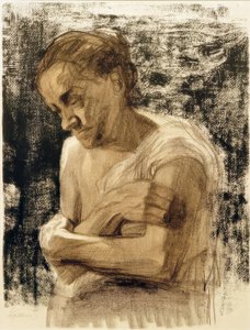 Półpostać kobiety ze skrzyżowanymi ramionami autorstwa Käthe Kollwitz