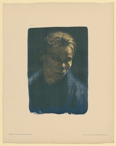 Halbporträt einer Arbeiterfrau mit blauem Schal autorstwa Käthe Kollwitz