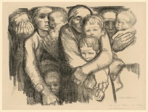 Matki (Odrzucona 2. wersja 6. planszy z „Wojny”, 1. stan) autorstwa Käthe Kollwitz