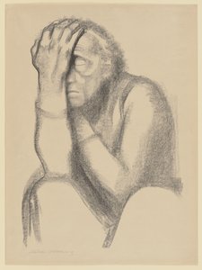 Zamyślona kobieta autorstwa Käthe Kollwitz