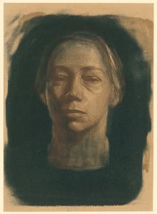 Autoportret en face (wersja pierwsza) autorstwa Käthe Kollwitz