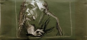 Autoportret po lewej z ręką na brodzie autorstwa Käthe Kollwitz