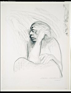 Autoportret z ręką śmierci, 1924 (węgiel na papierze) autorstwa Käthe Kollwitz
