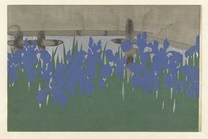 Irysy, 1909 (drewnodruk) autorstwa Kamisaka Sekka