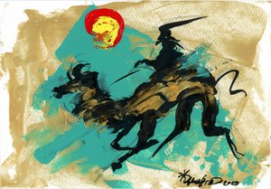 Dynamic Rider Złoty Koń autorstwa Kanat Ibragimov