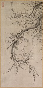 Prunus, XVII wiek. autorstwa Kano Ein