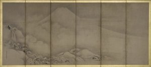 Mount Fuji i Matsubara Point, ekrany autorstwa Kano Tanyu