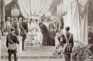 Pogrzeb cesarza Aleksandra III w katedrze św. Piotra i Pawła w Petersburgu, 1894 r. autorstwa Karel Brozh