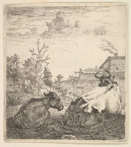 Krowa i Cielę, XVII wiek. autorstwa Karel Du Jardin