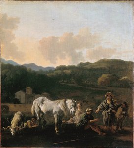 Chłopi i biały koń autorstwa Karel Dujardin