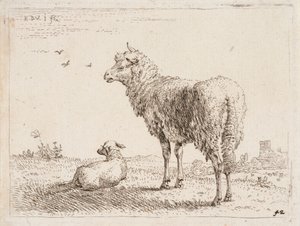 Owca z jagnięciem autorstwa Karel Dujardin
