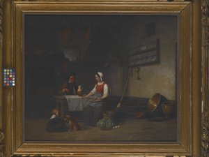 Scena we wnętrzu, data nieznana (olej na drewnie) autorstwa Karel F. Venneman