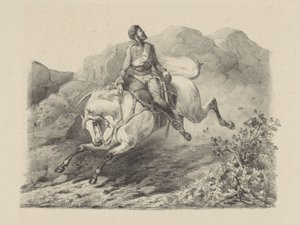 Uciekający żołnierz na koniu autorstwa Karel Frederik Bombled
