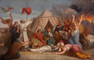 Śmierć Jana Zizka, c. 1850 autorstwa Karel Javurek
