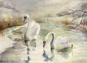 Łabędzie zimą autorstwa Karen Armitage