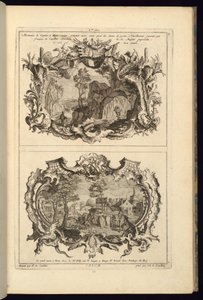 Druk, projekt na dwa kartusze, 1745 autorstwa Karl Albert von Lespilliez
