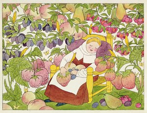 Ilustracja z filmu "Schlaraffenland" autorstwa Hansa Sachsa (1494-1576) (pióro i tusz oraz akwarela na papierze)