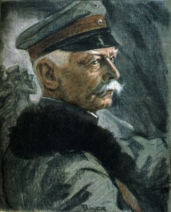Pierwsza wojna światowa: Portret niemieckiego żołnierza Ericha von Falkenhayna (1861-1922). Ilustracja Karla Bauera (1868-1942) autorstwa Karl Bauer