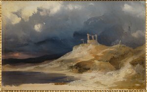 Szubieniczne Wzgórze podczas burzy (olej na tekturze) autorstwa Karl Blechen