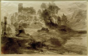 Krajobraz z zamkiem (lub kościołem) autorstwa Carl Blechen