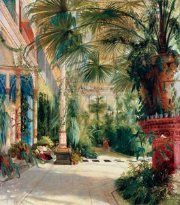 „Serre a palmiers” (Wnętrze palmiarni) Peinture de Carl Blechen (1798-1840) Olej na papierze 1832-1833 Wymiary 64x56 cm Staatliche Museen, Berlin