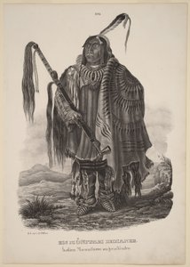 Indianin z plemienia Monitari autorstwa Karl Bodmer