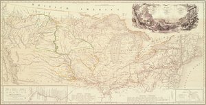 Mapa ilustrująca trasę księcia Maksymiliana z Wied we wnętrzu Ameryki Północnej z Bostonu do Upper Missouri autorstwa Karl Bodmer