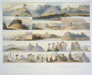 Remarkable Hills on the Upper Missouri, rytował F. Salathe, wyd. 1839 (akwatinta) autorstwa Karl Bodmer