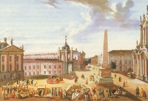 Stary Rynek w Poczdamie z Pałacem Miejskim (z widokiem na Schlossstrasse) autorstwa Karl Christian Wilhelm Baron