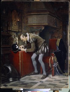W przeddzień nocy św. Bartłomieja - Pistolet (Hun), Karl Fiodorowicz (1830-1877) - 1868 - Olej na płótnie - 115x89,5 - Państwowe Muzeum Rosyjskie w Petersburgu autorstwa Karl Fedorovic Gun
