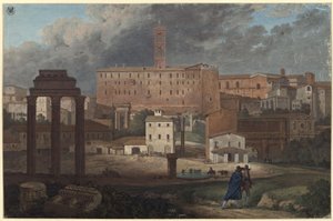 Widok Kapitolu w Rzymie od strony Campo Vaccino autorstwa Karl Friedrich Schinkel