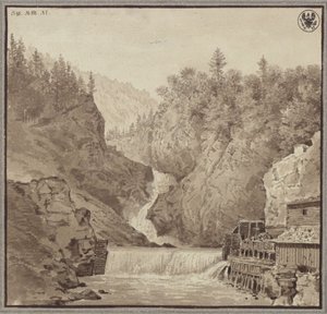 Widok wodospadu koło Lend w regionie Salzburga autorstwa Karl Friedrich Schinkel
