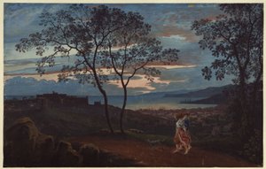 Widok Triestu ze wzniesienia o wieczornej porze autorstwa Karl Friedrich Schinkel