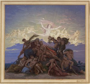 Berlin. Stare Muzeum przy Lustgarten. Projekt malowidła ściennego „Żałoba przy kurhanie” autorstwa Karl Friedrich Schinkel