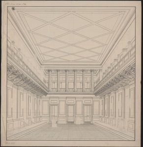Berlin. Schauspielhaus przy Gendarmenmarkt, sala koncertowa. Widok autorstwa Karl Friedrich Schinkel