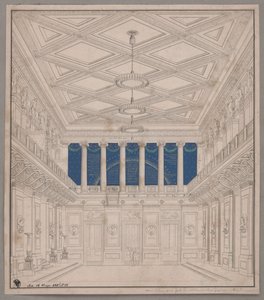 Berlin. Schauspielhaus przy Gendarmenmarkt, sala koncertowa. Dekoracja na uroczystość przyrodników autorstwa Karl Friedrich Schinkel