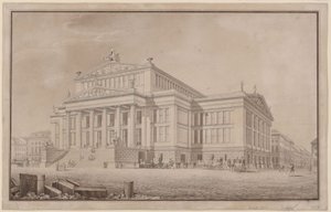 Berlin. Schauspielhaus przy Gendarmenmarkt. Widok perspektywiczny autorstwa Karl Friedrich Schinkel