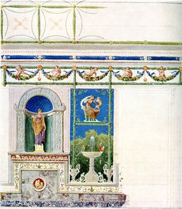 Berlin, Wilhelmplatz. Pałac księcia Karola Pruskiego, jadalnia. Projekt ściany i sufitu autorstwa Karl Friedrich Schinkel
