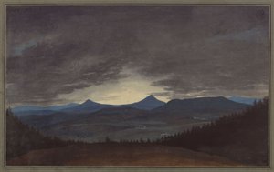 Czeski łańcuch górski o zmierzchu autorstwa Karl Friedrich Schinkel