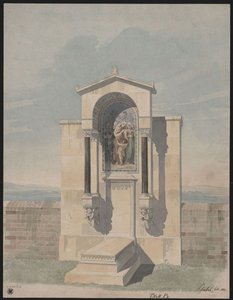 Bonn. Projekt pomnika nagrobnego dla Bartholda Georga Niebuhra, z przedstawieniem cnót chrześcijańskich „Wiara, Miłość, Nadzieja” autorstwa Karl Friedrich Schinkel