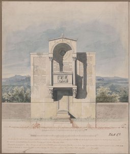 Bonn. Projekt pomnika nagrobnego dla Bartholda Georga Niebuhra, z reliefowym portretem małżonków autorstwa Karl Friedrich Schinkel